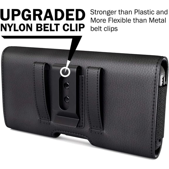 FGTHBF-Phone Belt Case for iPhone 17 16 16e 15 14 13 12 11 Xs X XR (Including Pro Models), Cellphone Holster Clip Pouch, ID/Credit Card Holder, Fits with Otterbox Cover on, Black