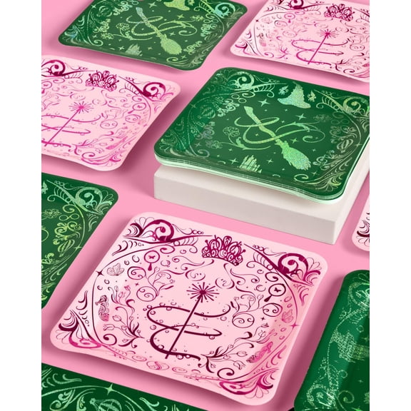 FGTHBF-Pink + Green Witch Paper Plates | 24 pcs | Wizard Party Supplies, Magical Birthday Tableware