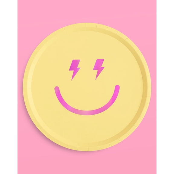 FGTHBF-Preppy Smiley Birthday Party Plates - 25 pk, 9" | Cute Supplies, Decorations, Groovy