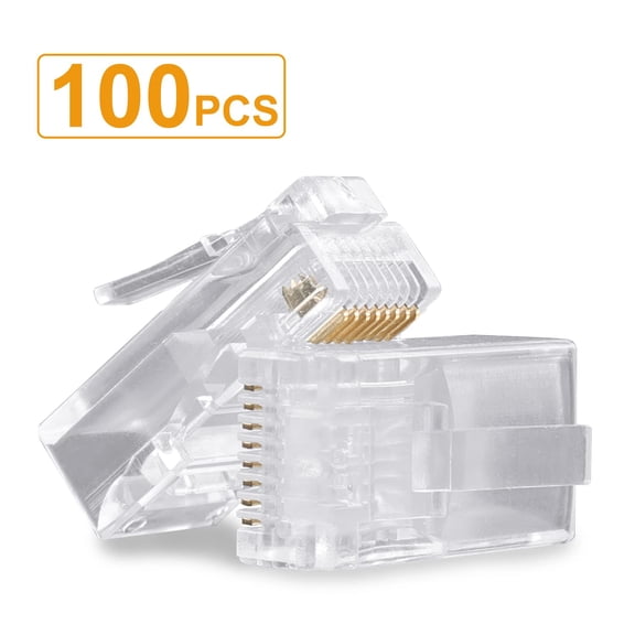 FGTHBF-RJ45 Connectors, Cat6 Connector Cat5e Connectors Cat5 Connectors RJ45 Ends Ethernet Cable Crimp Connectors-100Pcs