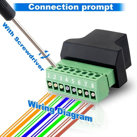 FGTHBF-RJ45 Screw Terminal Adapter 2-Pack RJ45 Breakout Board 8p8c Female to 8 Pin Screw Terminal Connector for Cat7 Cat6 Cat5 Cat5e Ethernet Extender CCTV Digital DVR Network Adapter
