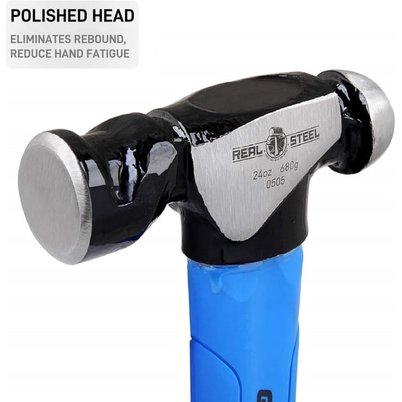 FGTHBF-Real Steel Ball Peen Hammer 24 oz, Metalworking Tool Forged Steel Head Ball Pein Hammer Jacketed Graphite 0505