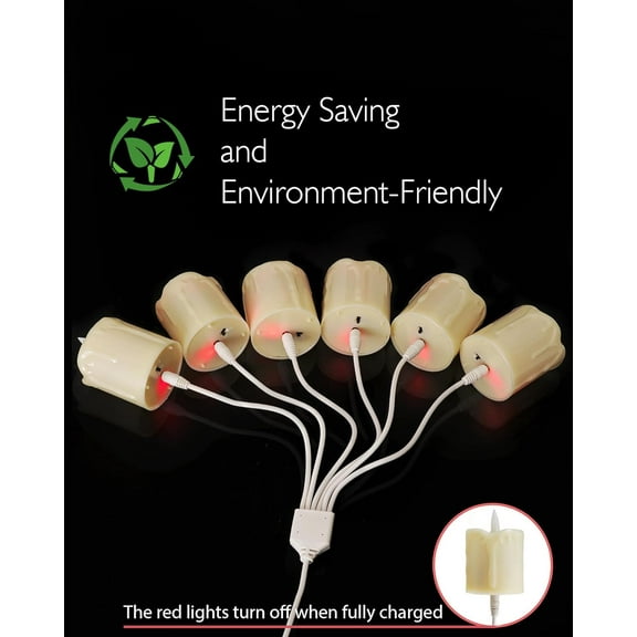 FGTHBF-Rechargeable Flameless Candles with Timer Remote, 2" x 2" Realistic Battery Operated LED Votive Tea Lights, 6Pack Electric Fake Candle in Warm White (USB Charging Cable Included)