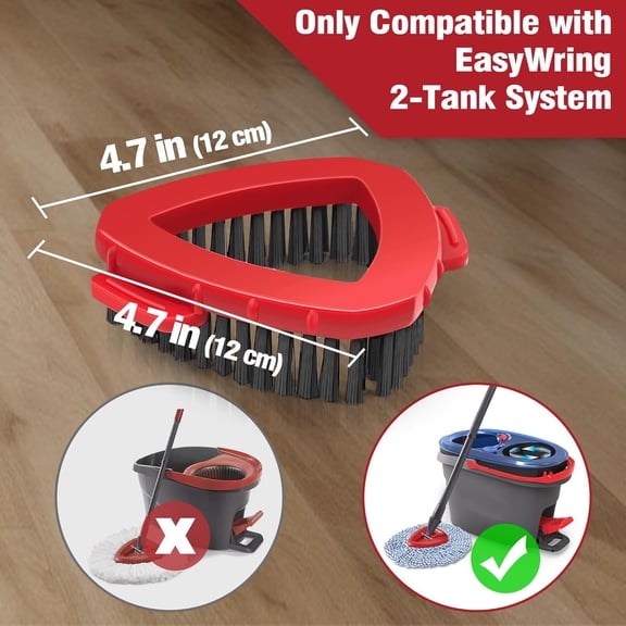 FGTHBF-Scrub Brush Attachments for O-Cedar EasyWring 2 Tank System, 2 Pcs Scrubber Mop Head, Triangle Spin Mop Hard Bristles Cleaning Brush Replacement Accessories for Bathroom Kitchen Pool Tile Floo