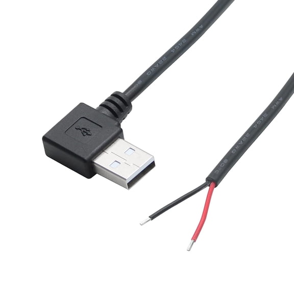 FGTHBF-Short USB 2.0 Male Plug 2 Pin Bare Wire,90 Degree 30cm/11in USB A Male Pigtail Open End Power Cable,for 5V/3A USB Equipment Installed or DIY Replace Repair Cable(2Pcs)