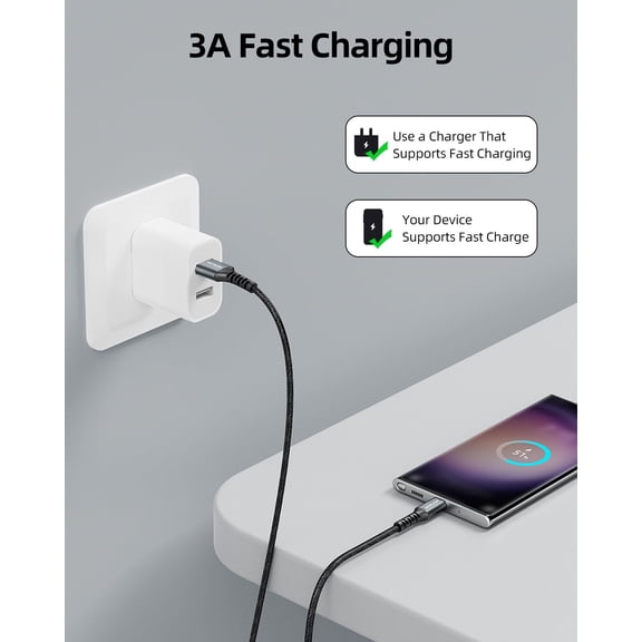 FGTHBF-Short USB C Cable 1FT 3Pack, 3A USB to USB C Cable Fast Charging Data Sync Braided Compatible with iPhone 17/16/15 Pro/Pro Max/Plus, Samsung Galaxy S25/S24/S23/S22, Note10/9