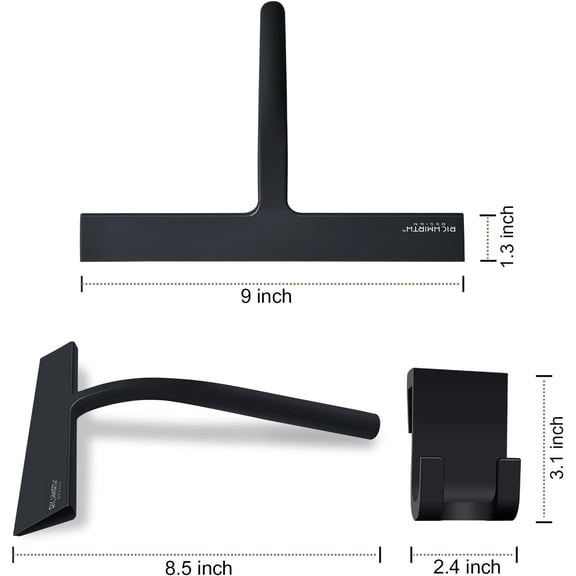 FGTHBF-Silicone Rubber Blade Shower Squeegee 9" in Width Window & Car Squeegee for Shower, Glass, Window (Black, 9 Inches)