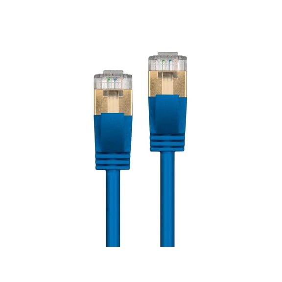 FGTHBF-SlimRun Cat6A Ethernet Patch Cable - Network Internet Cord - RJ45, Stranded, STP, Pure Bare Copper Wire, 36AWG, 5ft, Blue (Pack of 2)
