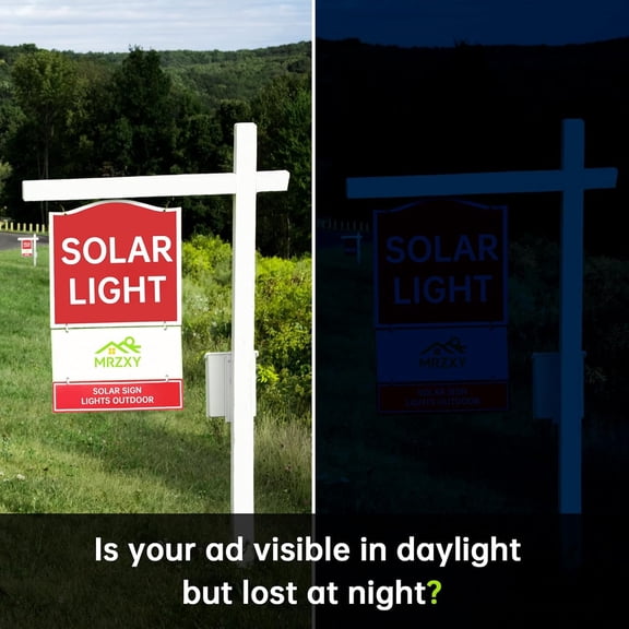 FGTHBF-Solar Sign Light Dusk to Dawn LED Solar Sign Lights Outdoor Waterproof 6000K White Downlights for Billboard, Address, Real Estate Sign, Post