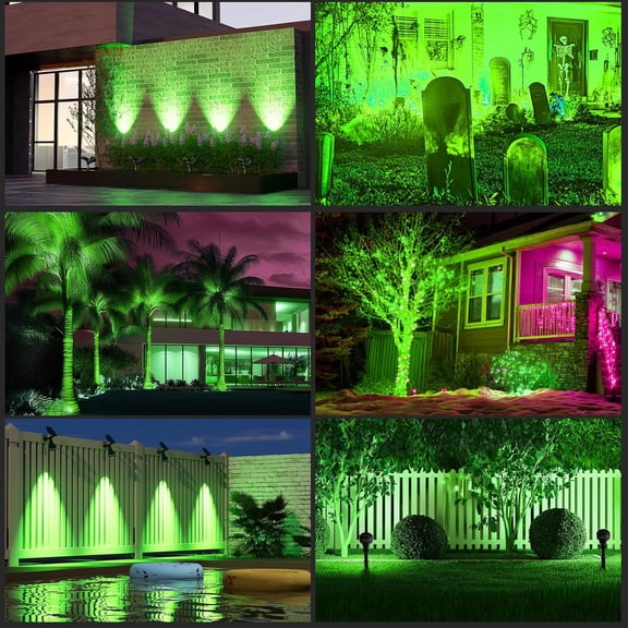 FGTHBF-Solar Spotlight LED Outdoor Wall Light, IP65 Waterproof, Auto-on at Night/Auto-Off by Day, 180Angle Adjustable for Tree, Patio, Yard, Garden, Driveway, Stairs, Pool Area (Green)