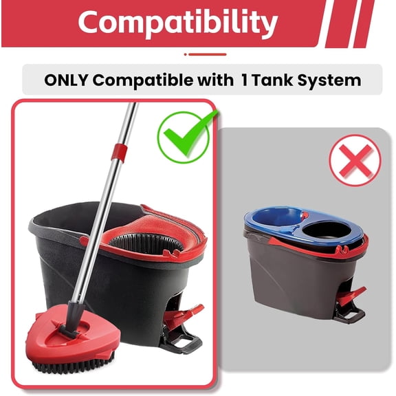 FGTHBF-Spin Mop Replacement Mop Compatible with O Cedar 1 Tank System, 2 Microfiber Mop Heads Replacements, 58" Mop Replace Handle, 1 Scrub Brush Attachment and 1 Mop Base for Ocedar EasyWring Spin M