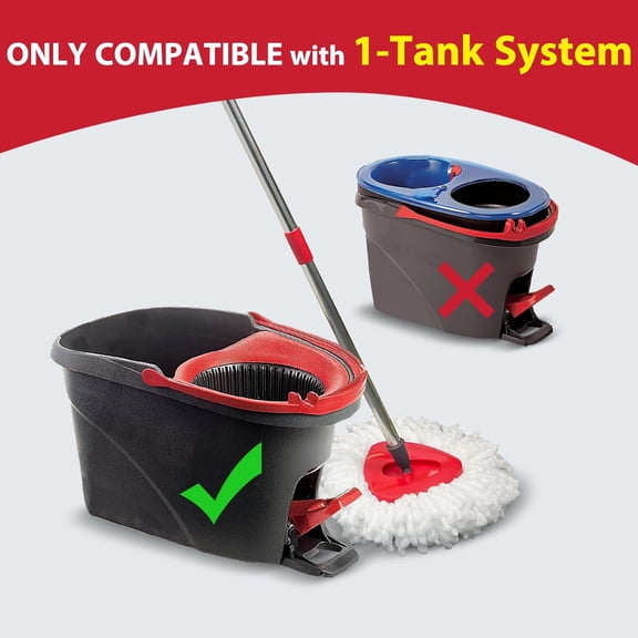 FGTHBF-Spin Mop Replacement Set for O-Ceda EasyWring 1-Tank System, Includes 2 Microfiber Mop Heads, 1 Adjustable Spin Mop Handle (30"-58"), 1 Spin Base, Washable Floor Cleaning Accessories