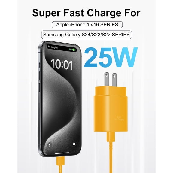 FGTHBF-Type C Charger Fast Charging, 2Pack [10FT&6FT] Long USB C Cable with 25W Phone Super Fast Charger Block Compatible with Galaxy S25/S24/Plus/Ultra,iPhone 15/16/17/Air/Plus/Pro Max