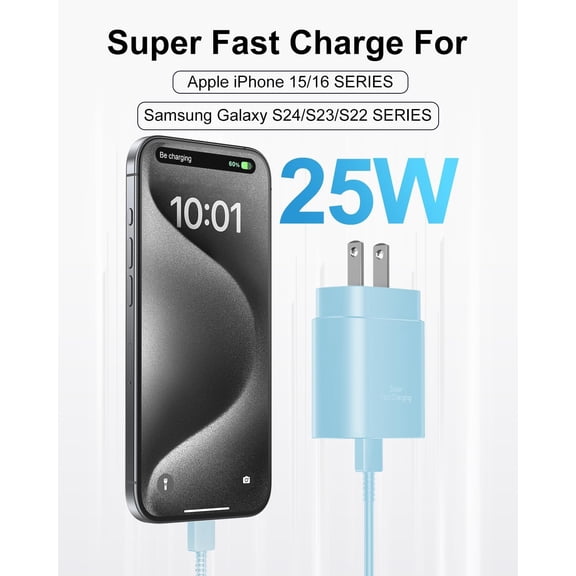 FGTHBF-Type C Charger Fast Charging, 2Pack [10FT&6FT] Long USB C Cable with 25W Phone Super Fast Charger Block Compatible with Galaxy S25/S24/Plus/Ultra,iPhone 15/16/17/Air/Plus/Pro Max