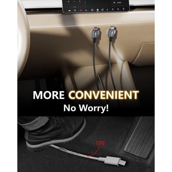 FGTHBF-USB C Cable, 6ft USB C Fast Charging Cable Built-in Magnetic & Adhesive Metal Plate, 100w Braided Type C Cord Compatible with Galaxy S24/S23/S22 Ultra, for iPhone 17/16/15, Dell XPS - Grey