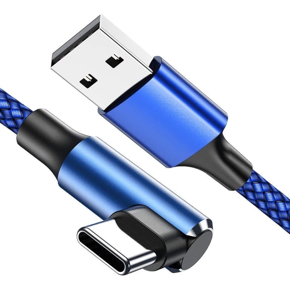 FGTHBF-USB C Cable 90 Degree [3 Pack 10FT], USB A to USB C Right Angle Nylon Braided Fast Charging Cable for iPhone 16 Pro Max/16Pro/16Plus/16/15 Pro Max, Samsung Galaxy S24 Ultra/S24/S23 Ultra, iPad
