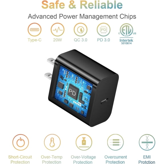 FGTHBF-USB C Charger Block for iPhone 17 Wall Charger 20W Power Adapter for iPhone 17/17 Air/17 Pro/17 Pro Max, 16 15 14 13 12 11, iPad, Google, Samsung Fast and Convenient Charging, Type C Charger -
