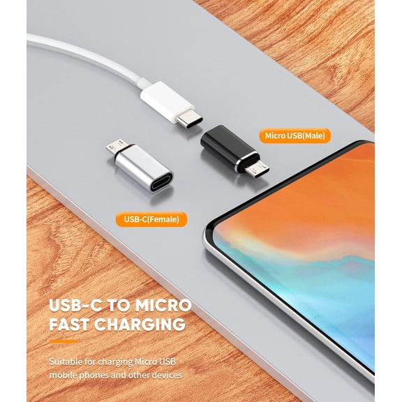 FGTHBF-USB C Female to Micro USB Male Adapter(3pack) Type-C Cable Charger Converter Android Data Sync Connector Compatible for Samsung Galaxy S7 Active S6 Edge A02s Nexus for iPad Thunderbolt Chargin