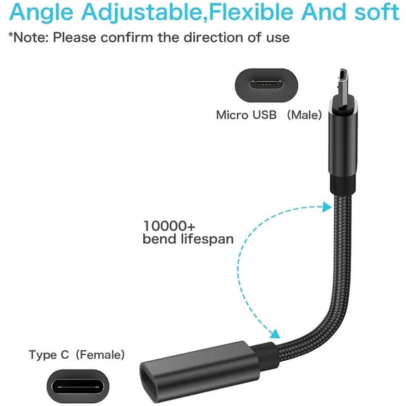FGTHBF-USB C to Micro USB Adapter, (2 Pack) Type C Female to Micro USB Male Charger Connector Support Charge & Sync Compatible with Samsung Galaxy S7 Edge S6, LG Nexus 5 4 and Micro USB Devices-Blac