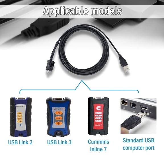 FGTHBF-USB Cable Compatible with Nexiq USB Link 2 3 for Cummins Inline 7 Fit for Standard USB Computer Port Replace#404032