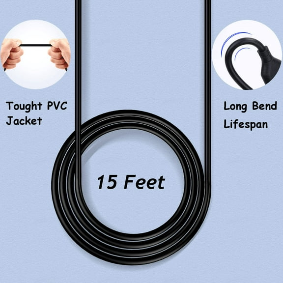 FGTHBF-USB Extension Cable 15FT, USB 2.0 Extender Cable Type A Male to A Female Long Extension Cord for Mouse,Keyboard,Security Camera,Printer,USB Flash Drive,WiFi Adapter-Black