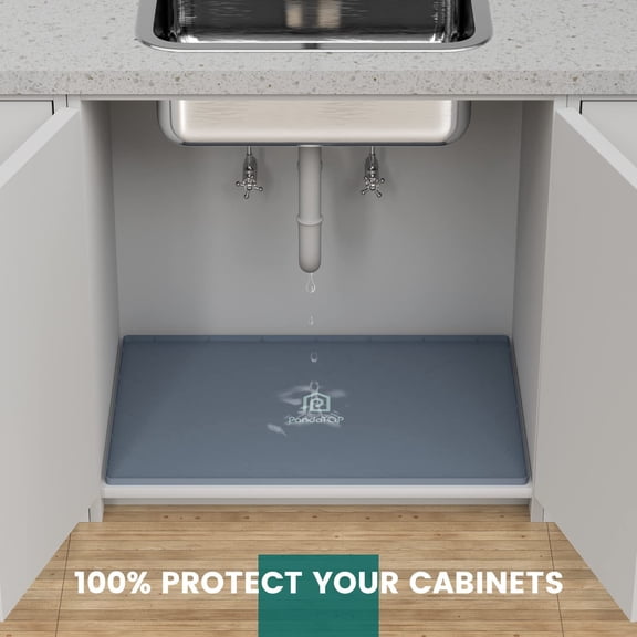 FGTHBF-Under Sink Mat, 34" x 22" Silicone Kitchen Cabinet Tray, Waterproof & Flexible Under Sink Liner for Kitchen Bathroom and Laundry Room