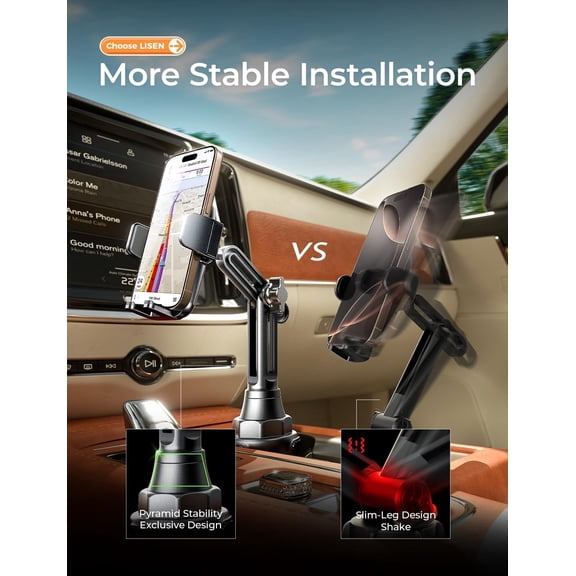 FGTHBF-Upgraded Version Cup Holder Phone Holder 360 Adjustable Long Neck Car Phone Mount Golf Cart Phone Holder, Truck Jeep Accessories for iPhone 17 Air Pro Samsung Google and All 4-7'' Phone
