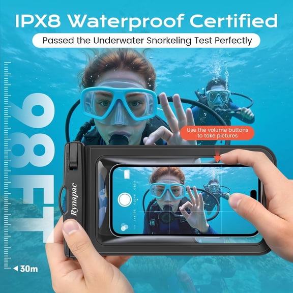 FGTHBF-Waterproof Phone Pouch [Up to 8.5"] - 4 Pack, IPX8 Waterproof Phone Case with Lanyard for iPhone 17 16 15 Pro Max, Touchscreen & Photograph, Cellphone Dry Bag for Beach Cruise Essentials 2026