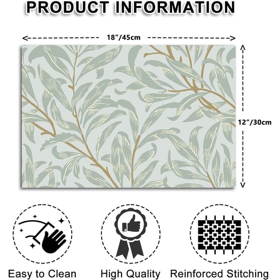 FGTHBF-Willow Bough Green Place Mats, Waterproof Placemats Tableware Protector Set of 4, Table Mats Washable Placemats for Outdoor, Kitchen, Dining Table Setting Decorations, Home Party Supplies-07