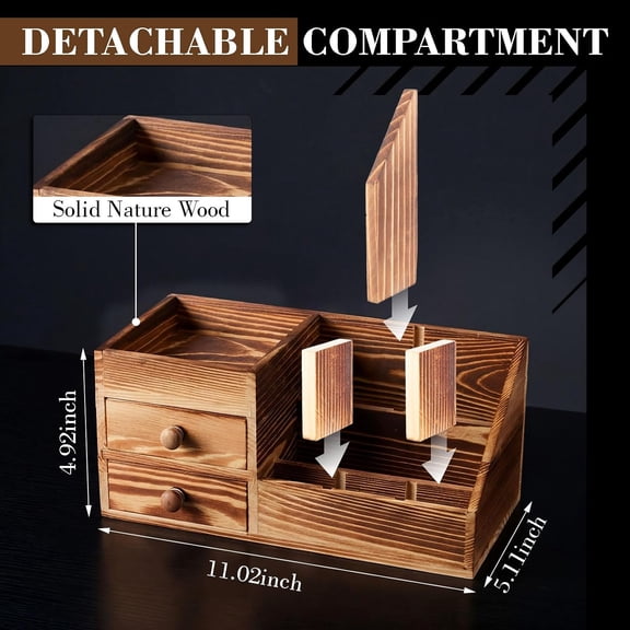 FGTHBF-Wooden Cologne Organizer for Men with Drawer, Gift for Fathers Day, Mens Bathroom Countertop Grooming Storage, Multi-compartment Perfume Display Stand, Rustic Wood Vanity Organizer