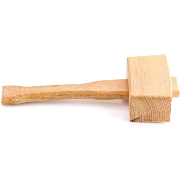 FGTHBF-Wooden Mallet, 9.5" Manual Ice Hammer Mallet Beech Solid Carpenter Wood Hammer Woodworking Hand Tool