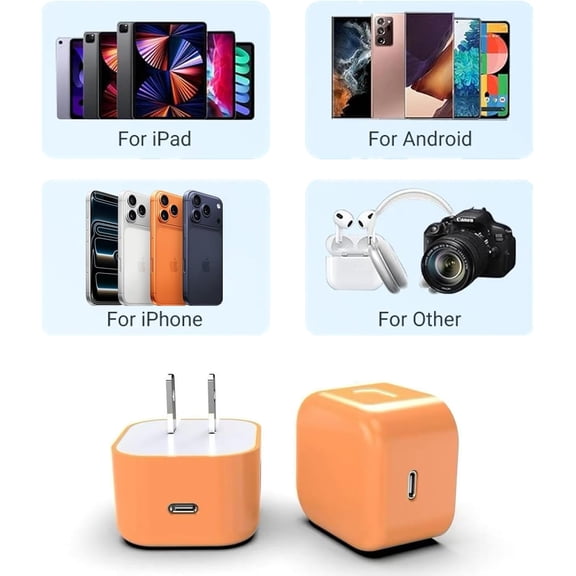 FGTHBF-iPhone17 Pro Max Fast Charging Wall Charger Set, 40W Cosmic Orange Foldable Dynamic Power Adapter with 60W Max,Include Woven USB-C Data Sync Cable (3.3 Feet)