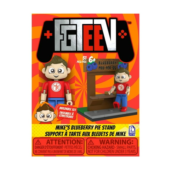 FGTeeV - Mike's Blueberry Pie Stand Single Figure Buildable Set (One 2.25 Buildable Figure, 51 Pieces, Series 1)