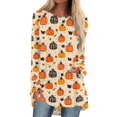 thumbnail image 1 of FGVCTG Halloween Pumpkin Tops For Women, Long Sleeve Pajamas Nightgowns House Dresses Ladies Night Sleep Dress Beige M, 1 of 5