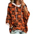 thumbnail image 1 of FGVCTG Halloween Sweatshirts for Women Drawstring 3/4 Sleeve Halloween Hoodie Ghost Graphic Spooky Oversized Pullover Hoodies Saffron S, 1 of 6