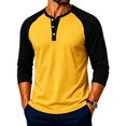 thumbnail image 1 of FGVCTG Henley Shirts for Men Casual Raglan 3/4 Sleeve Shirts Color Block Button Placket Casual Baseball T Shirts Orange 2XL, 1 of 6