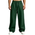 thumbnail image 1 of FGVCTG Men's Wide Leg Sweatpants, Solid Color Drawstring Baggy Joggers with Side Pockets, Open Bottom Casual Sweat Pants for Daily Loungewear Dark Green M, 1 of 8