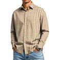 thumbnail image 1 of FGVCTG Mens Plaid Shirts Casual Classic Long Sleeve Collar Button Down Shirts Daily Outdoor Casual Shirt Earthy Yellow S, 1 of 7
