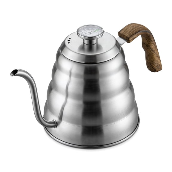 FGXMBXG 1300 ml Goose Neck Drip Coffee Pot with Temperature Control, 304 Stainless Steel Desktop Coffee Pot with Wooden Handle, Capacity 44 Ounces