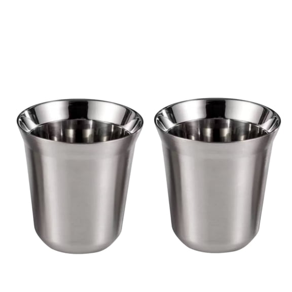 FGXMBXG Stainless Steel Italian Style Italian Espresso Cup Set, double-layer insulated coffee cup, capacity 160 milliliters, includes 2 pieces, latte cup and tea cup, suitable for home office environ