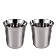 FGXMBXG Stainless Steel Italian Style Italian Espresso Cup Set, double-layer insulated coffee cup, capacity 160 milliliters, includes 2 pieces, latte cup and tea cup, suitable for home office environ