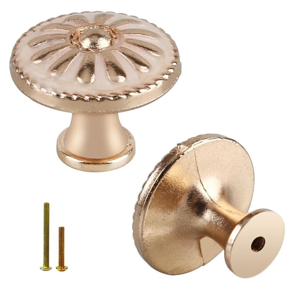 FGY 10pcs Kitchen Cabinet Knobs Pulls, Metal Round Cabinet Knobs, Drawer Dresser Handles Cupboard Door Heavy Knobs, Kitchen Cabinet Hardware with Screws for Bathroom Drawer, 1.18inch, White