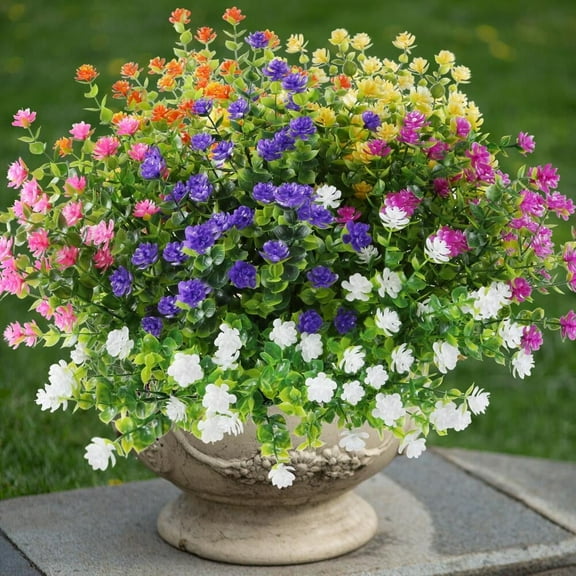 FGY 12 Bundles Artificial Flowers for Outdoor Plastic Flowers for Garden and Patio Décor (6 Color)