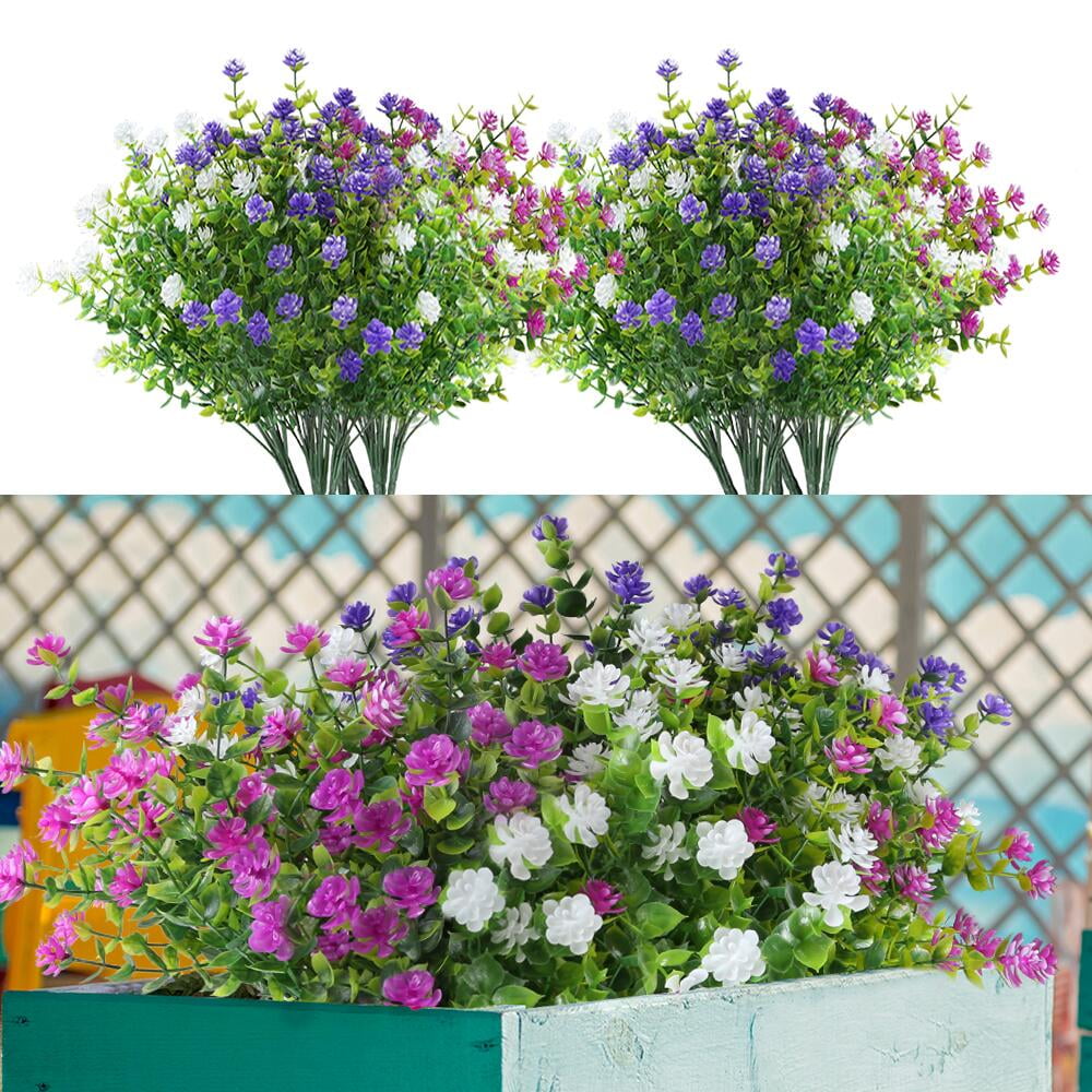 Lavender With Monkey Grass 32 Bundles Artificial Lavender Plants  UV  Resistant Faux Flowers With Monkey Grass, 14.5 Inches, For Outdoor Garden,  Patio, Planter, Hanging Baskets (White) Bendable Stem Artificial Plants