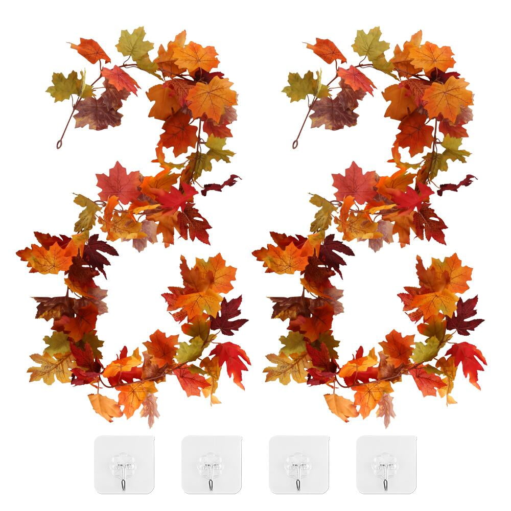FGY 2 Pack Maple Leaf Fall Garland 6 Ft/Strand Fake Fall Leaves Vine