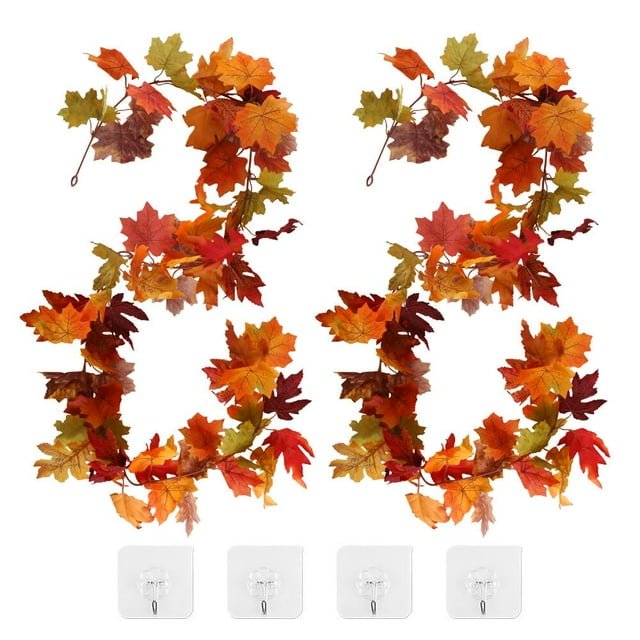 FGY 2 Pack Maple Leaf Fall Garland 6 Ft/Strand Fake Fall Leaves Vine ...