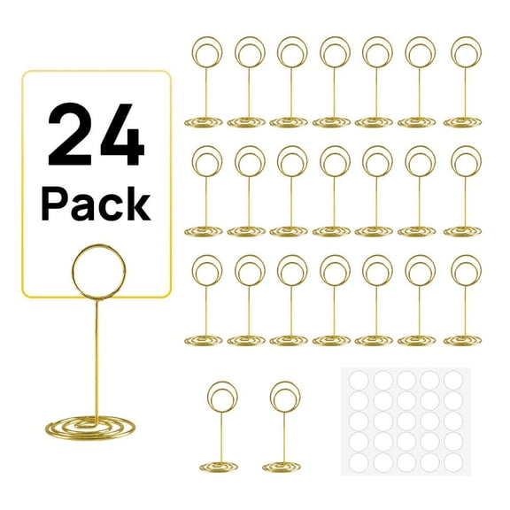 FGY 24 Pack Table Number Holder Place Card Holder Table Picture Holder Clips Stand(Golden)
