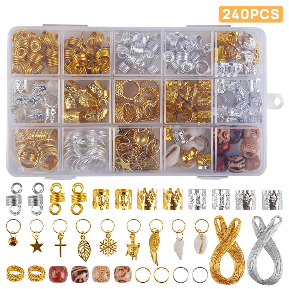 FGY 240Pcs Hair Jewelry for Hair Braids Locs Dreadlocks Accessories