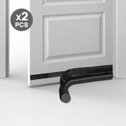 FGY 2Pcs Door Draft Stopper 38 Inch Adjustable Foam Door Draft Blocker with Adhesive One Sided, Reduce Noise, Cold Air, Wind, Fit for Interior/Exterior Doors (Black)