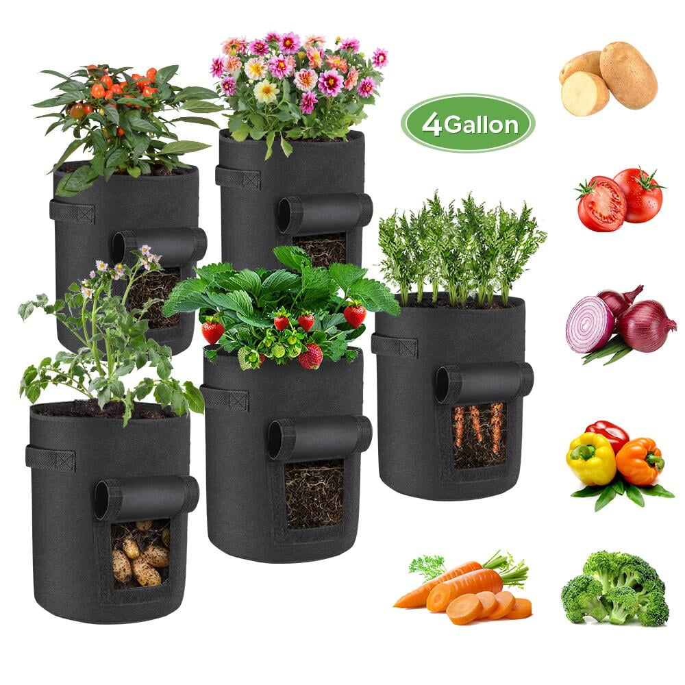 Black&Friday Taqqpue 10 Gallon Grow Bags with Handles and Harvest  Window,Plant Bags Nonwoven Cloth Pot Gardening Bag Vegetable Potato Planter